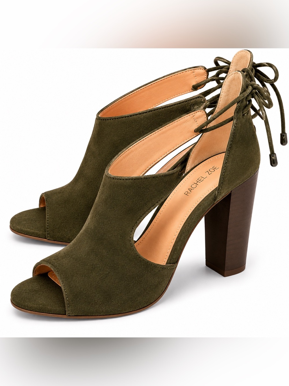 Rachel Zoe Womens Green Suede & Leather Peep-Toe High Heels Size 8 NWOB